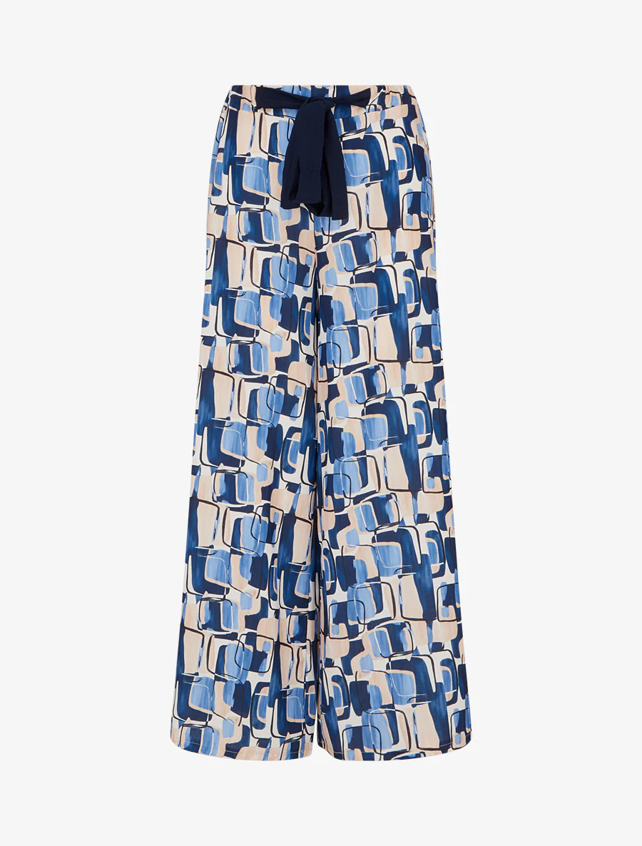 Pantalon ample imprimé graphique - Marine