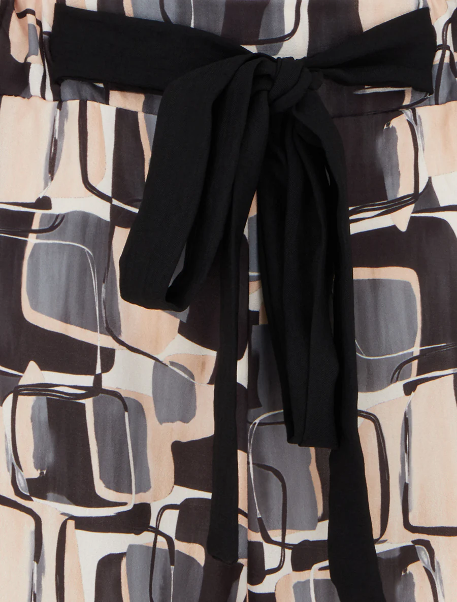 Pantalon ample imprimé graphique - Noir - Image 3
