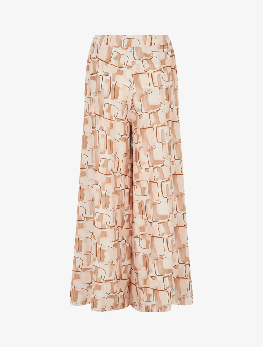 Pantalon ample imprimé graphique - Beige - Image 2