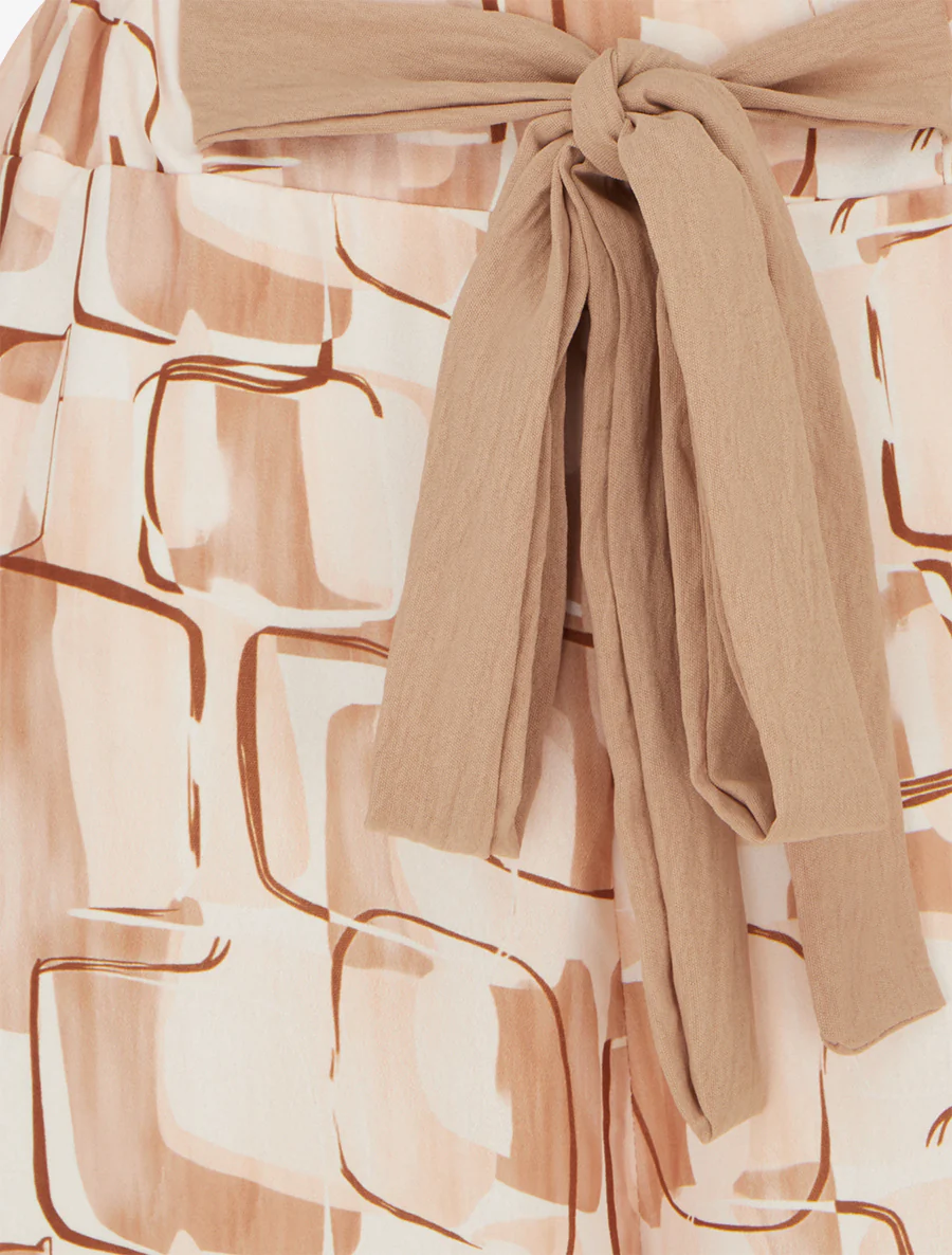 Pantalon ample imprimé graphique - Beige - Image 3