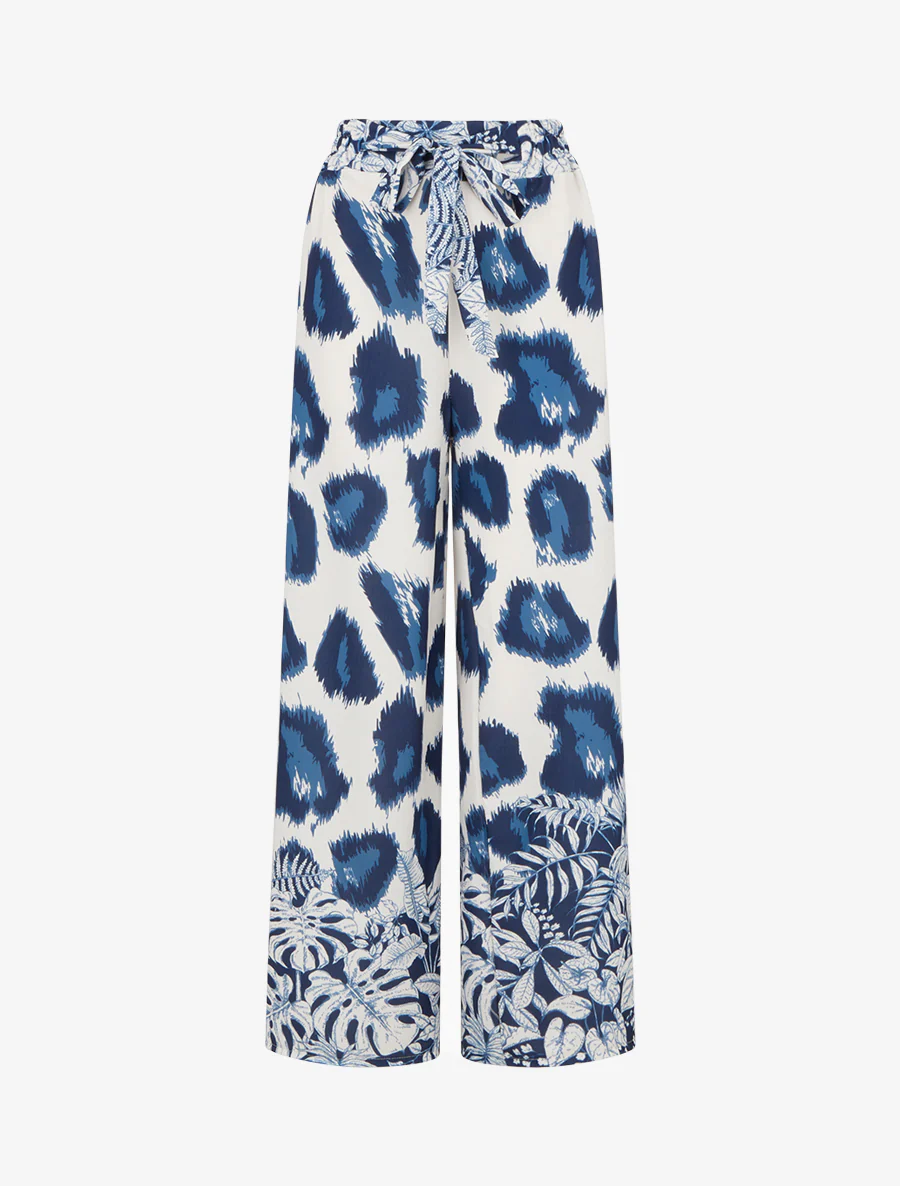 Pantalon ample imprimé léopard fantaisie - Marine