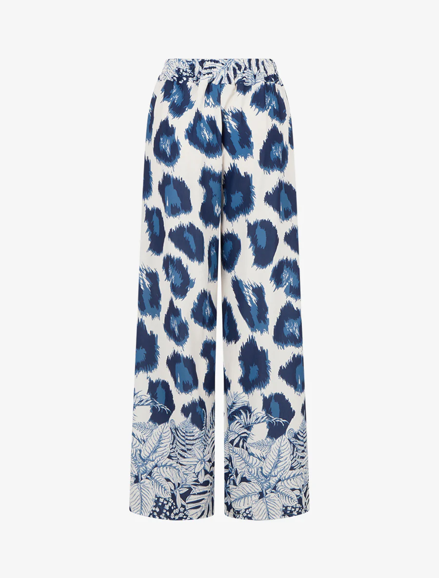 Pantalon ample imprimé léopard fantaisie - Marine - Image 2