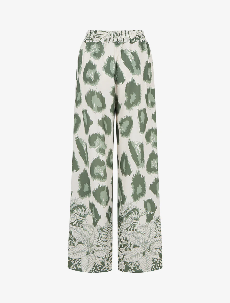 Pantalon ample imprimé léopard fantaisie - Kaki - Image 2