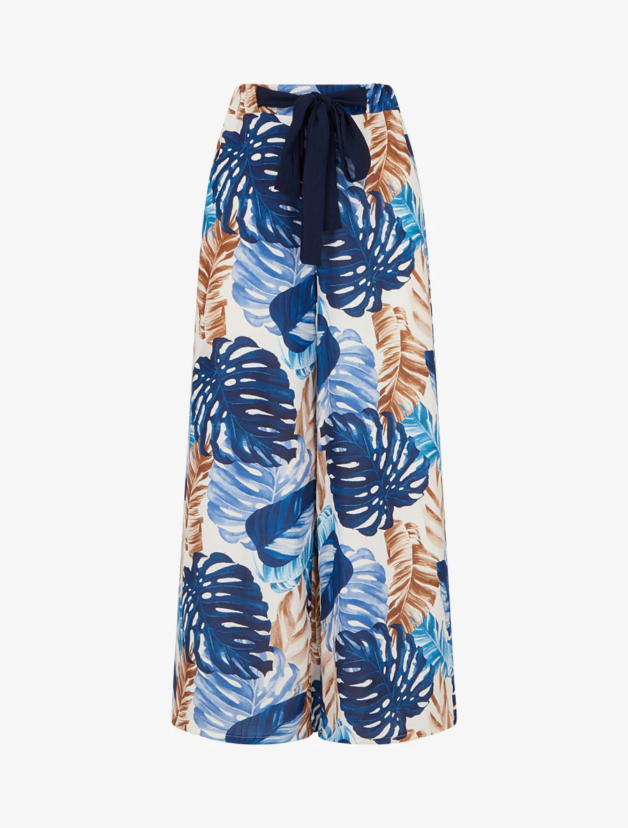 Pantalon ample imprimé tropical - Marine