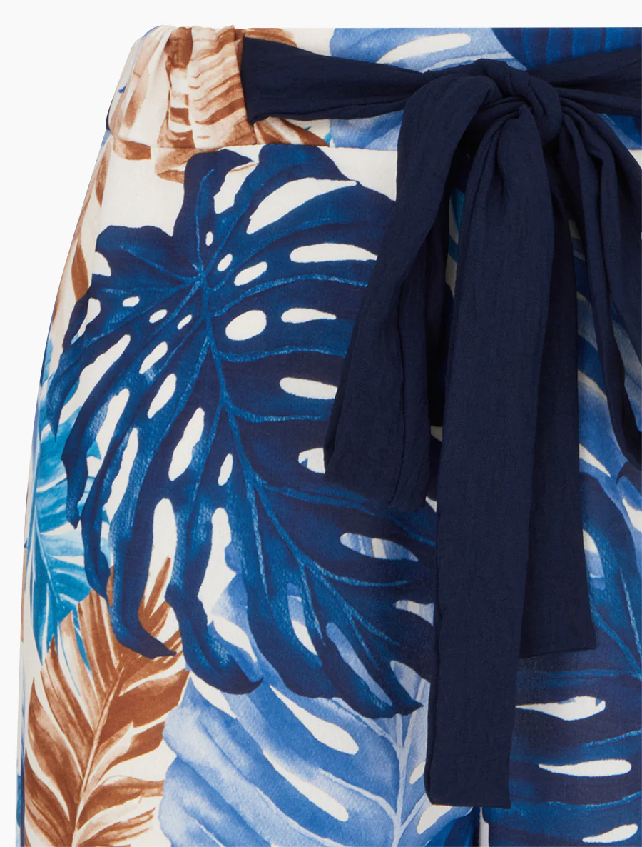 Pantalon ample imprimé tropical - Marine - Image 3