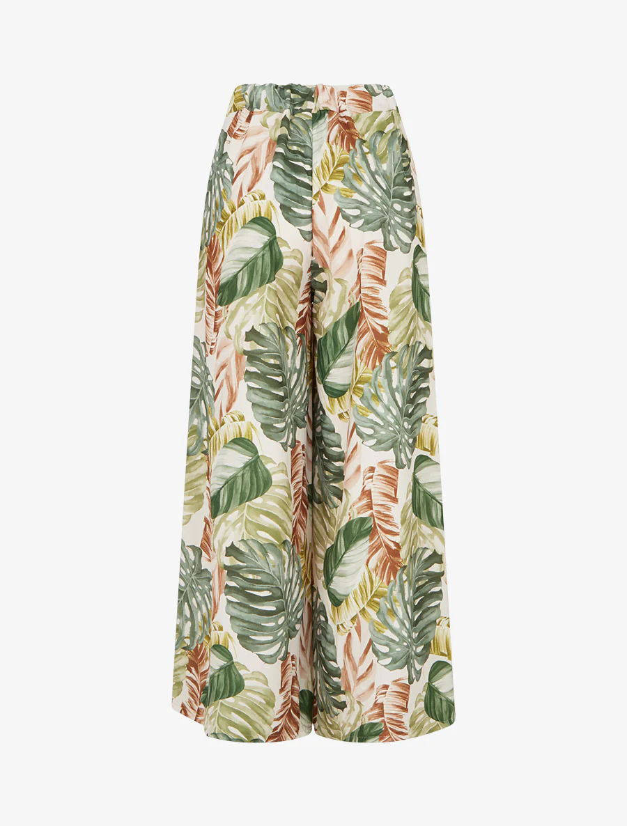 Pantalon ample imprimé tropical - Kaki - Image 2