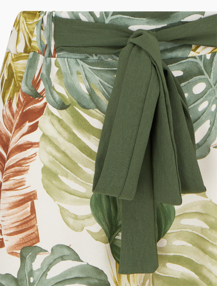Pantalon ample imprimé tropical - Kaki - Image 3