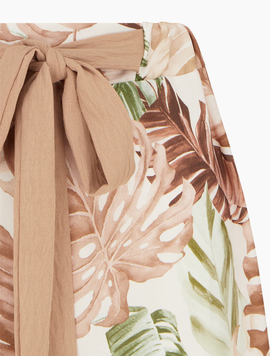 Pantalon ample imprimé tropical - Marron - Image 3