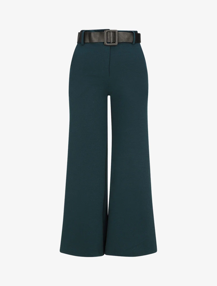 Pantalon ample taille haute - Bleu