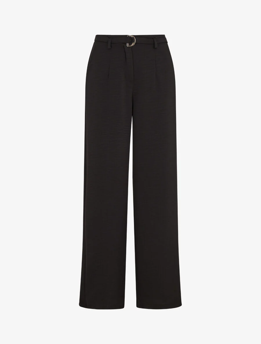 Pantalon ample taille haute uni - Noir