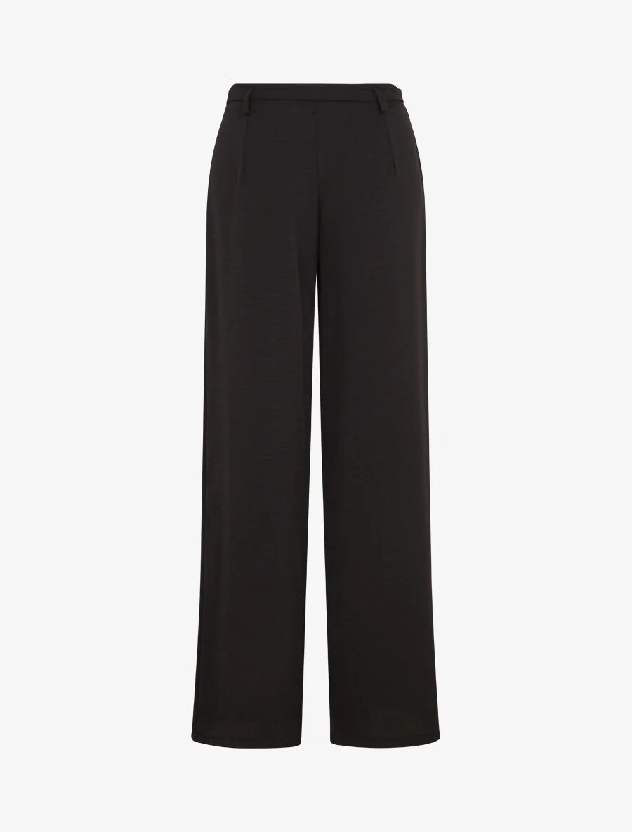 Pantalon ample taille haute uni - Noir - Image 2