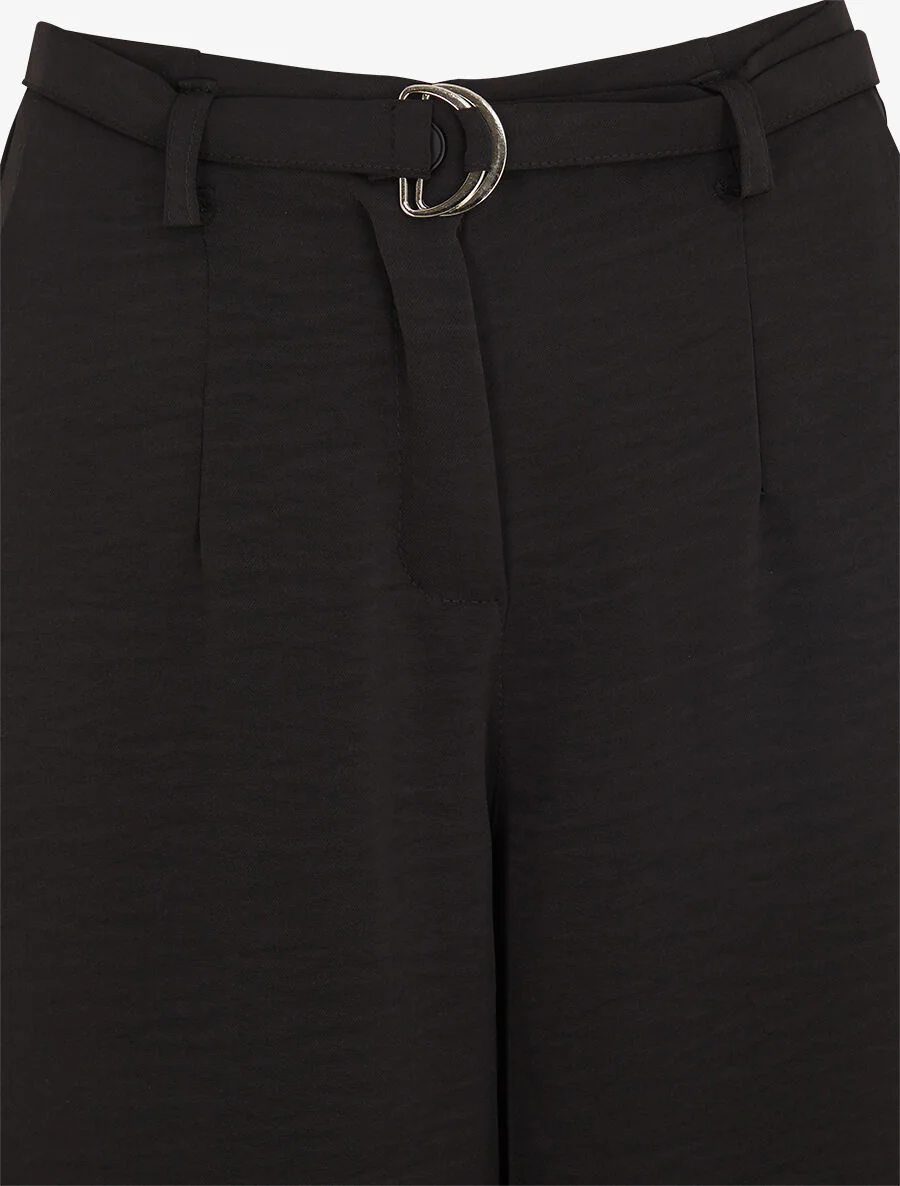 Pantalon ample taille haute uni - Noir - Image 3