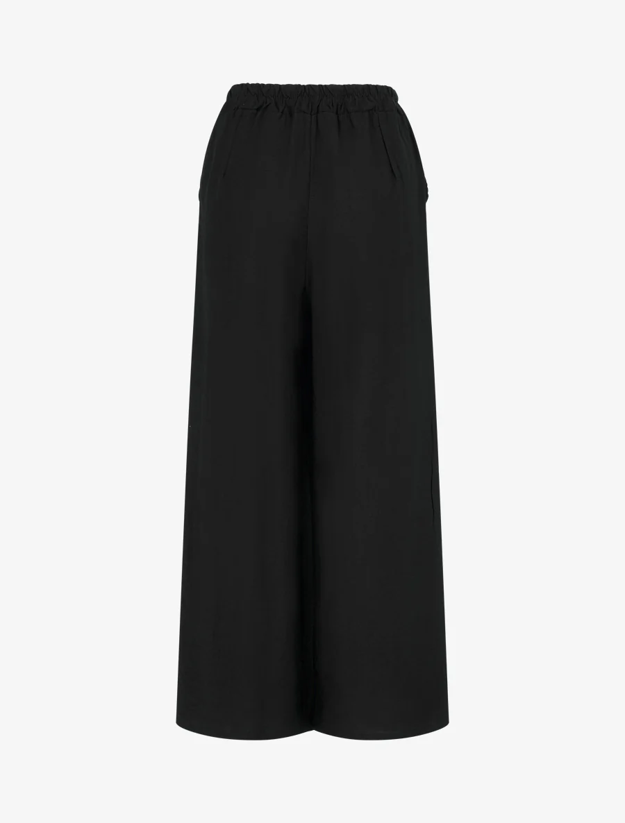 Pantalon ample uni à boutons décoratifs - Noir - Image 2
