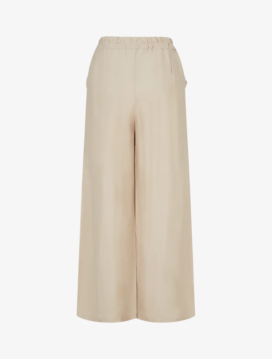 Pantalon ample uni à boutons décoratifs - Beige - Image 2