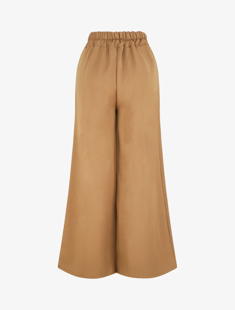 Pantalon ample uni à détail brodé - Camel - Image 2
