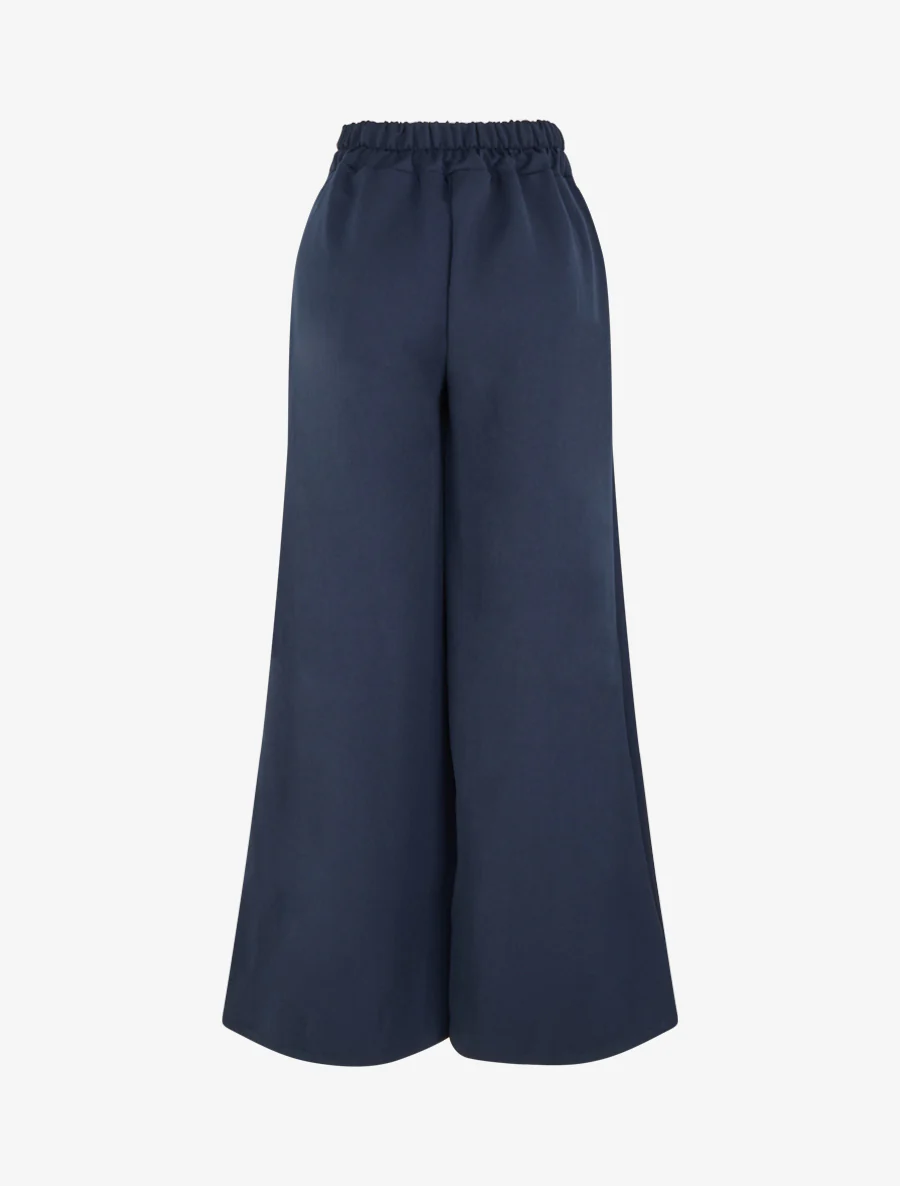 Pantalon ample uni à détail brodé - Marine - Image 2