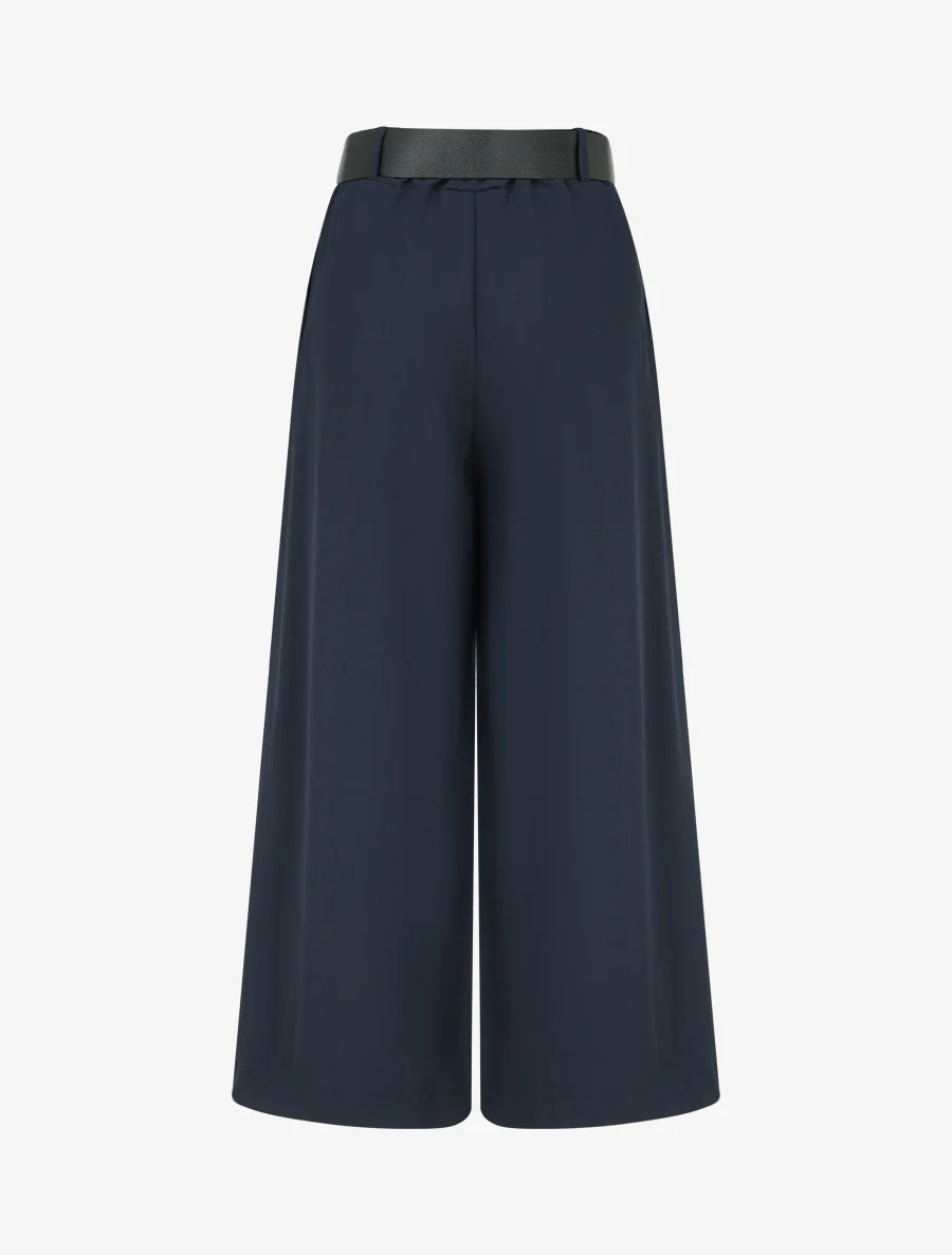 Pantalon ample uni à taille haute - Marine - Image 2