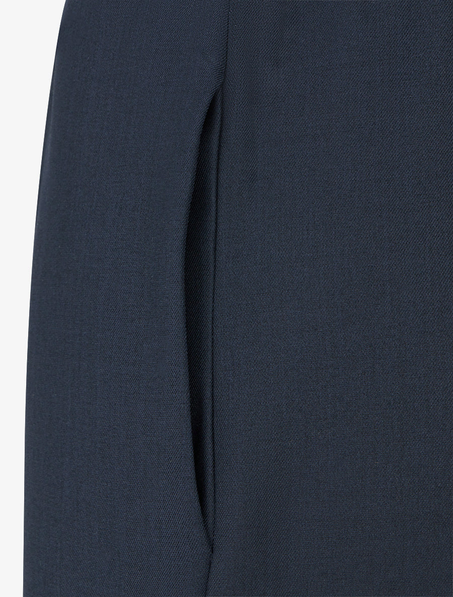 Pantalon ample uni à taille haute - Marine - Image 3