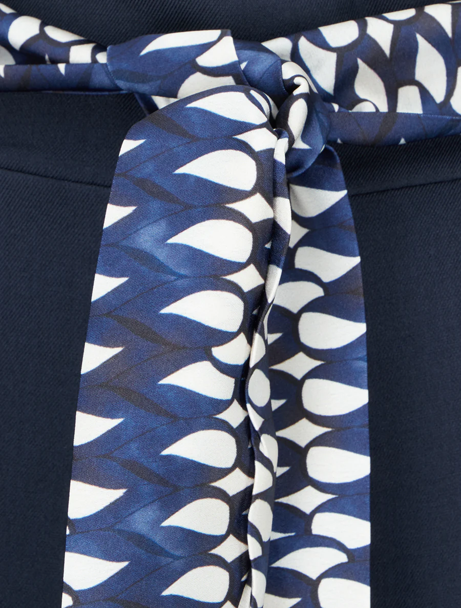 Pantalon ample uni et ceinturé - Marine - Image 3