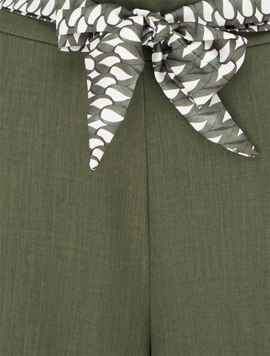 Pantalon ample uni et ceinturé - Kaki - Image 3