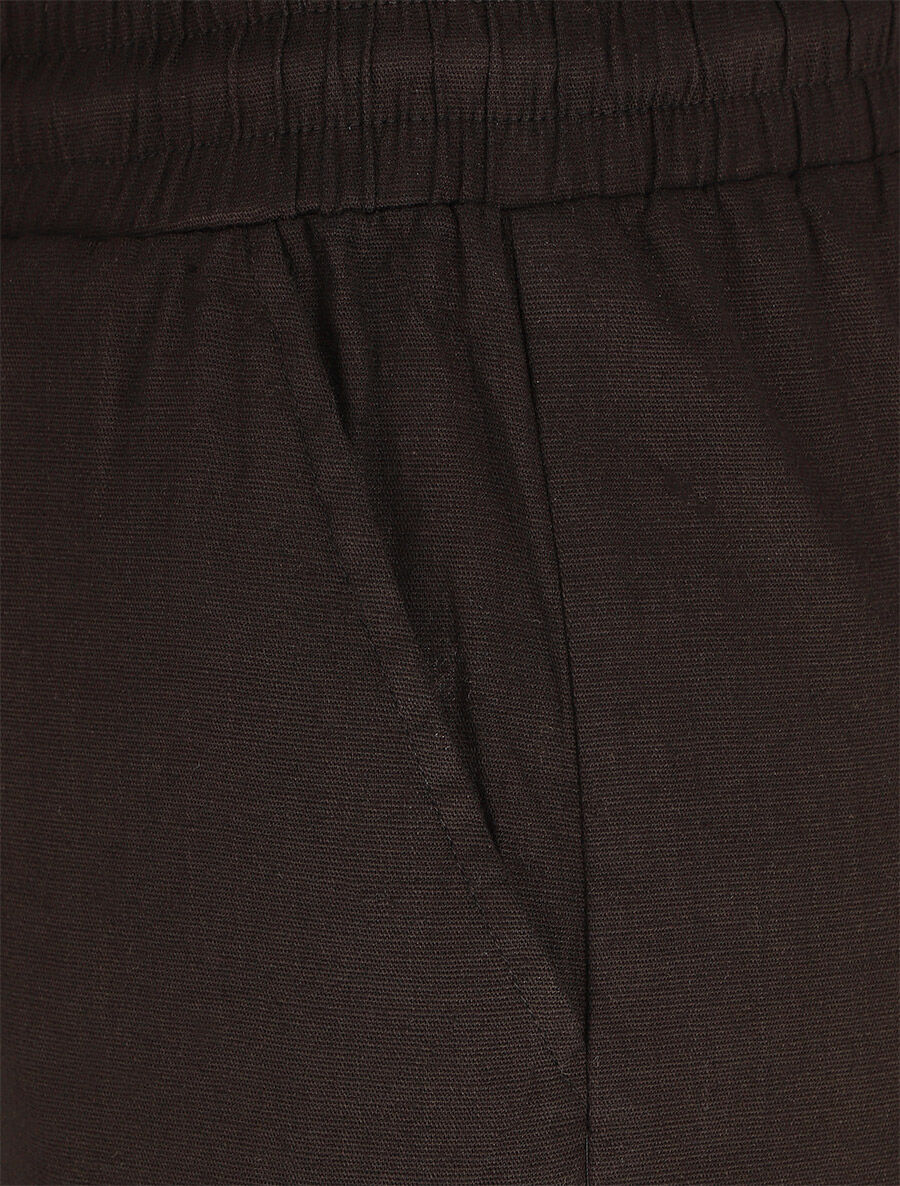 Pantalon cargo taille haute coupe droite - Noir - Image 3