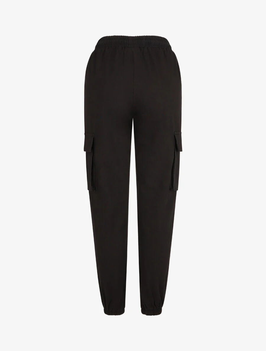 Pantalon cargo taille haute - Noir - Image 2