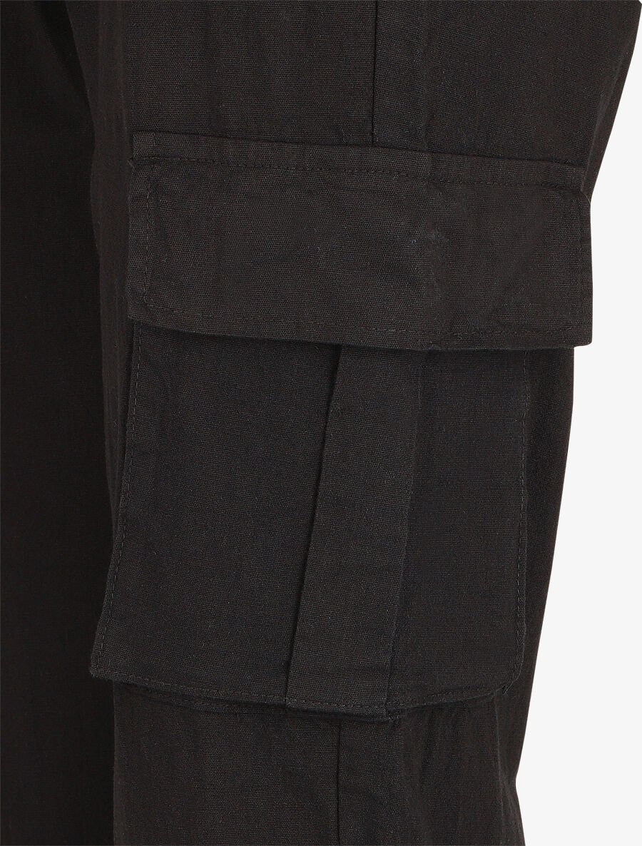 Pantalon cargo taille haute - Noir - Image 3