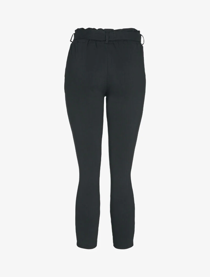 Pantalon carotte à taille élastiquée et froncée - Noir - Image 2