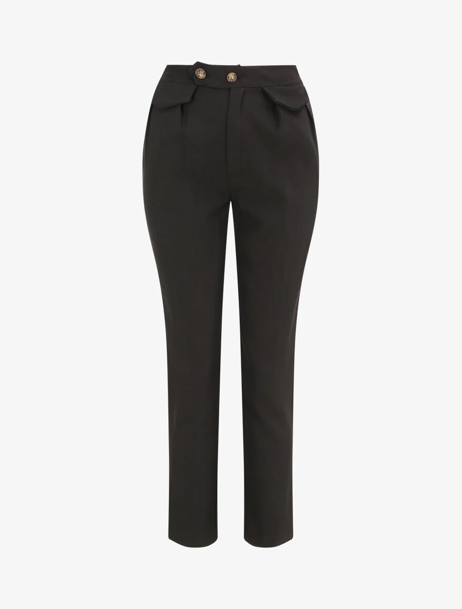 Pantalon carotte taille haute uni - Noir