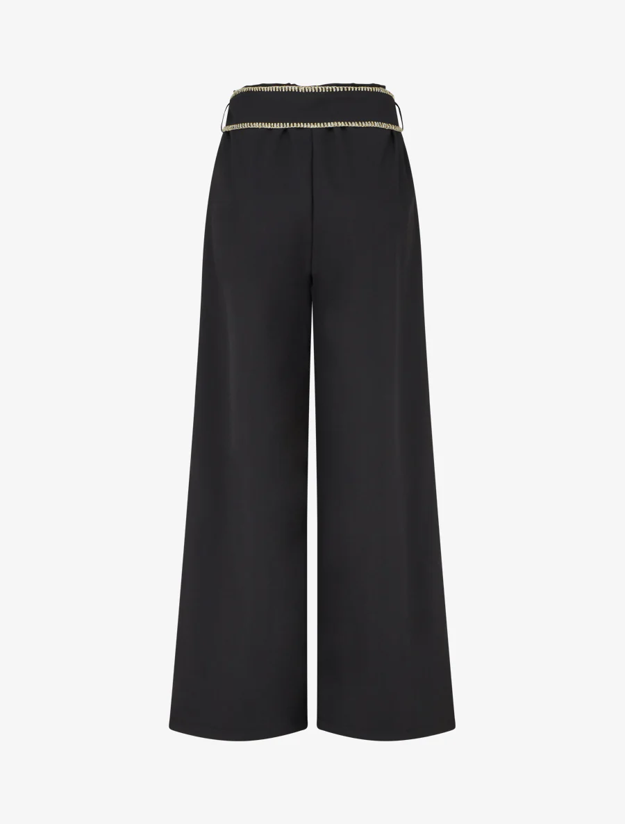 Pantalon ceinturé à détail irisé - Noir - Image 2