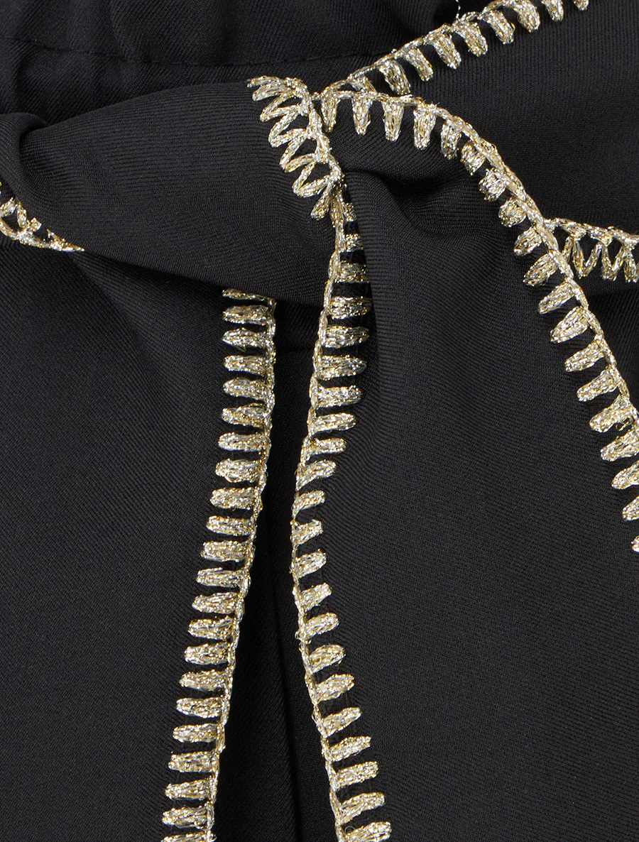 Pantalon ceinturé à détail irisé - Noir - Image 3