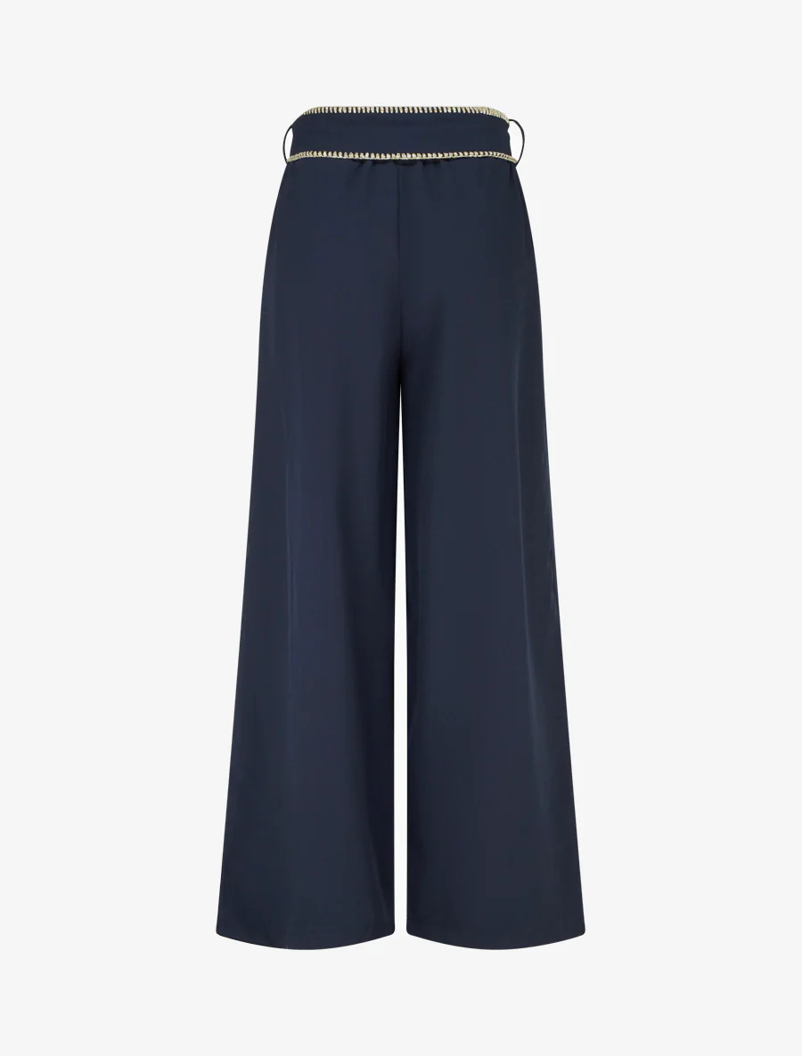 Pantalon ceinturé à détail irisé - Marine - Image 2