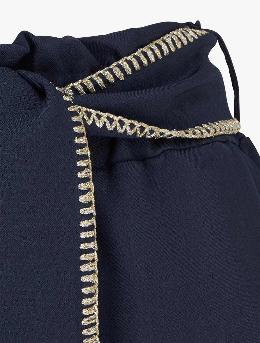 Pantalon ceinturé à détail irisé - Marine - Image 3