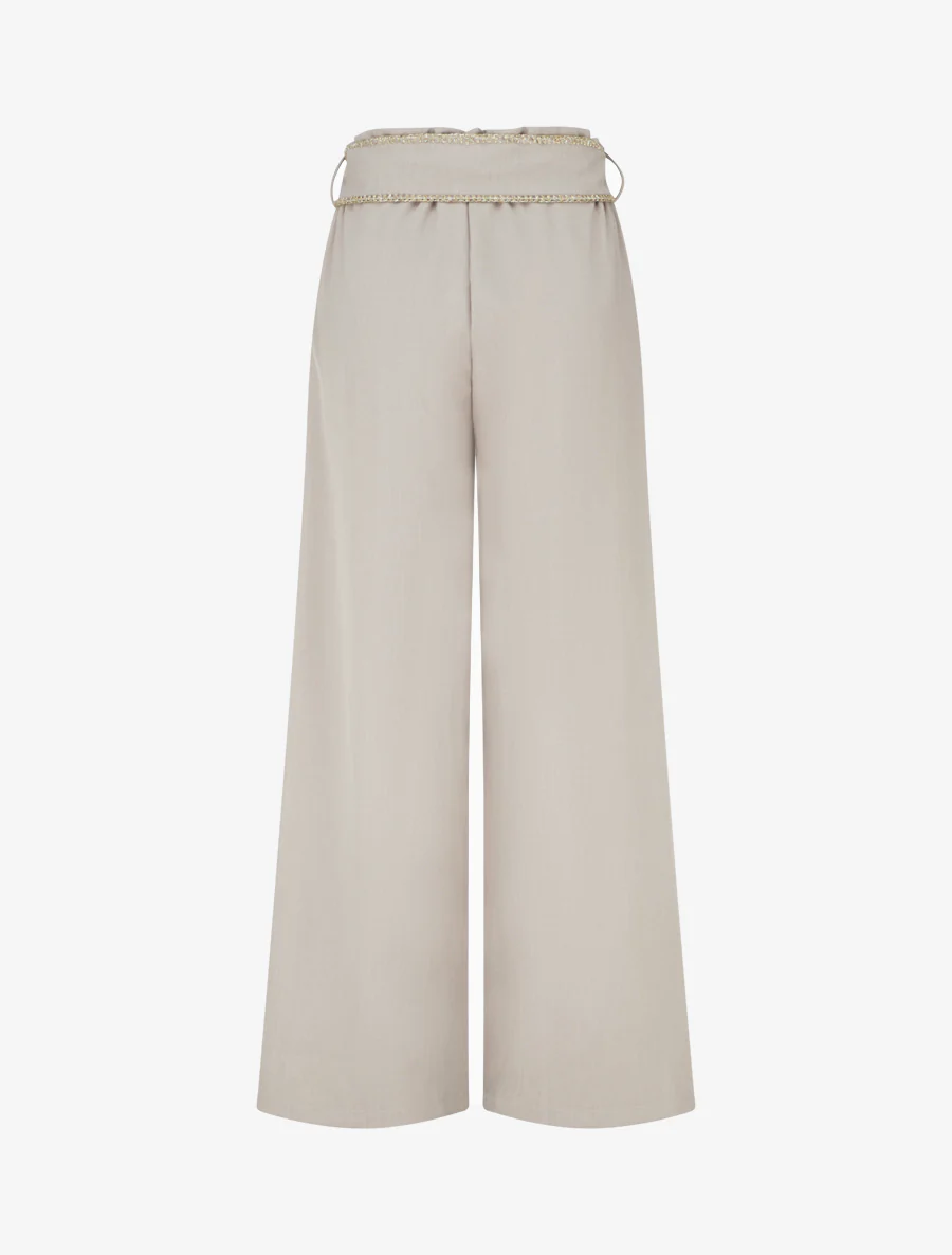Pantalon ceinturé à détail irisé - Taupe - Image 2