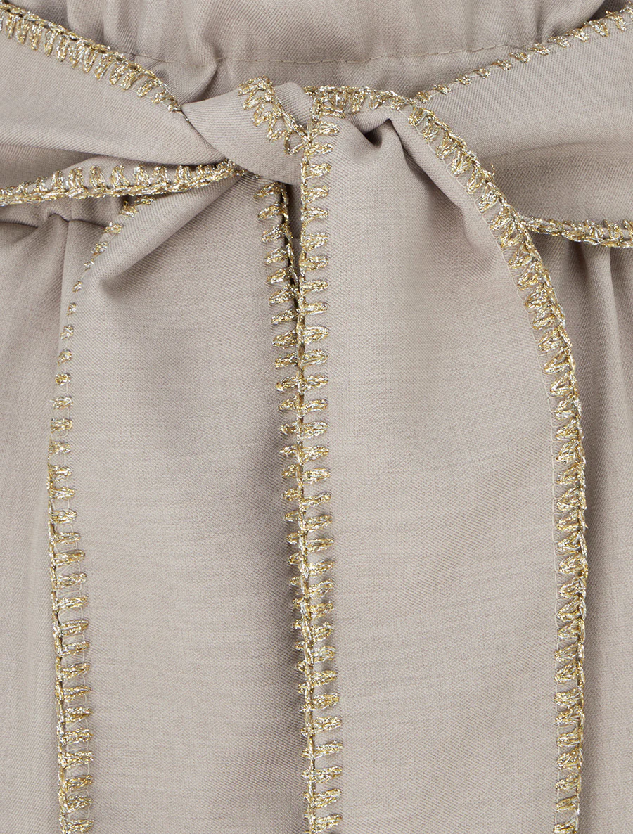 Pantalon ceinturé à détail irisé - Taupe - Image 3