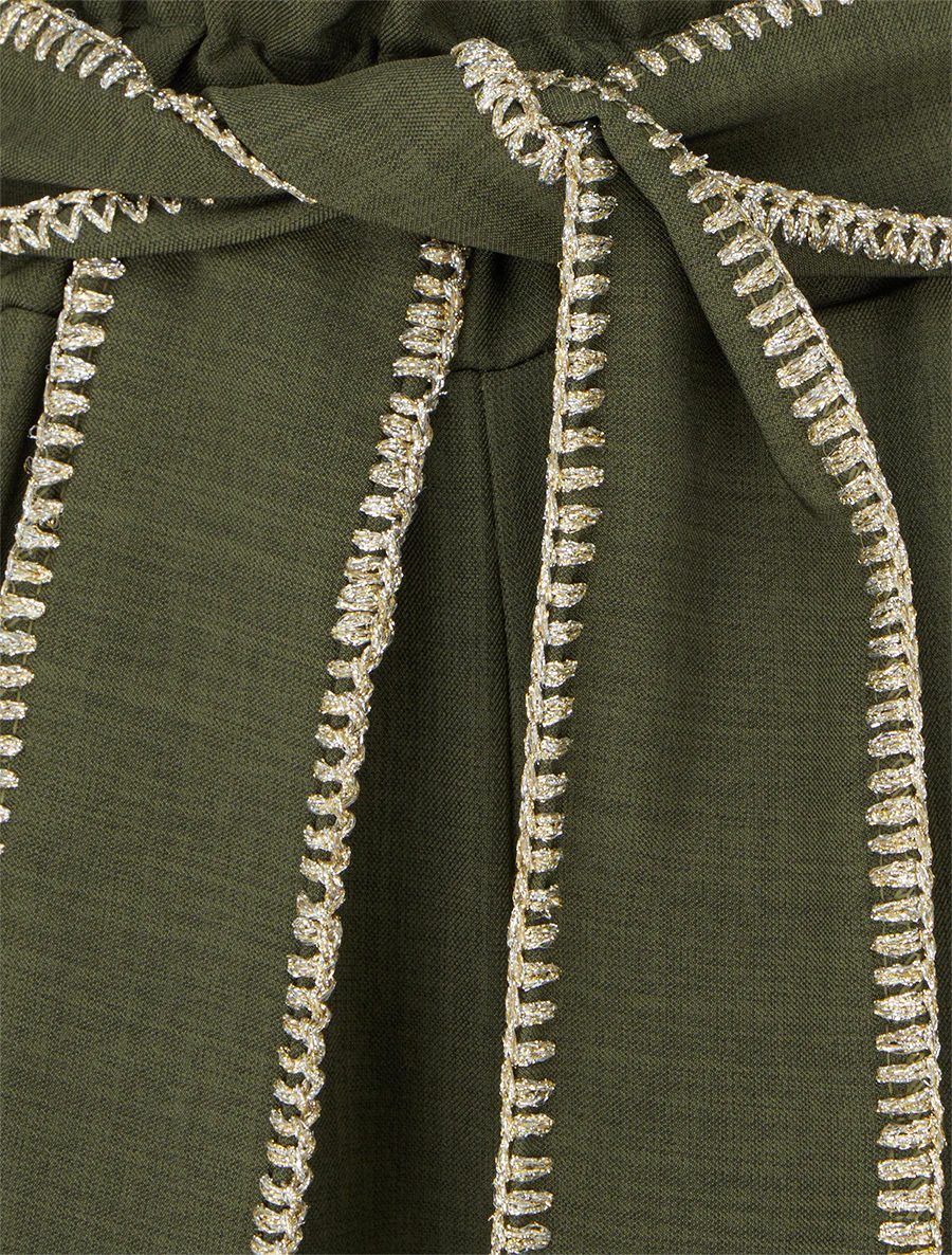 Pantalon ceinturé à détail irisé - Kaki - Image 3