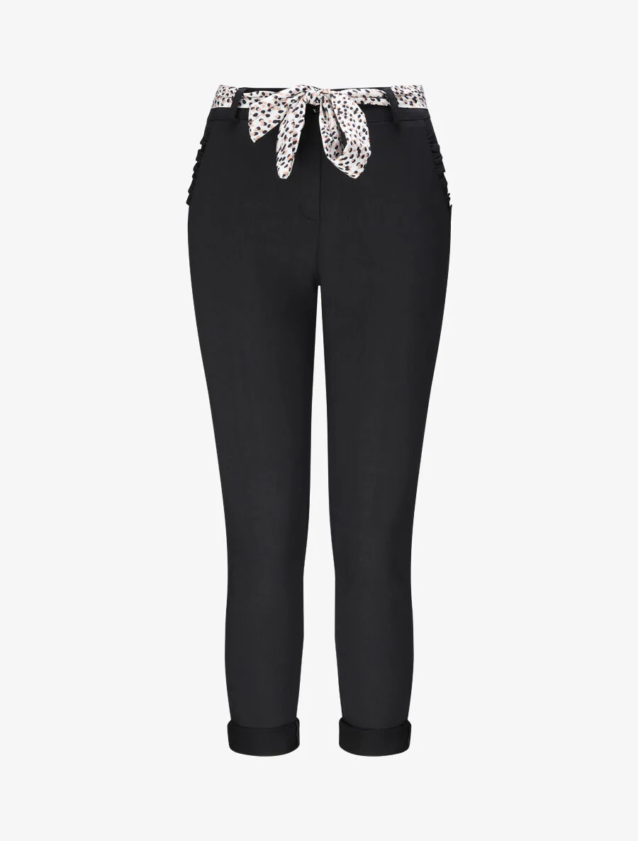 Pantalon chino droit à poches volantées - Noir