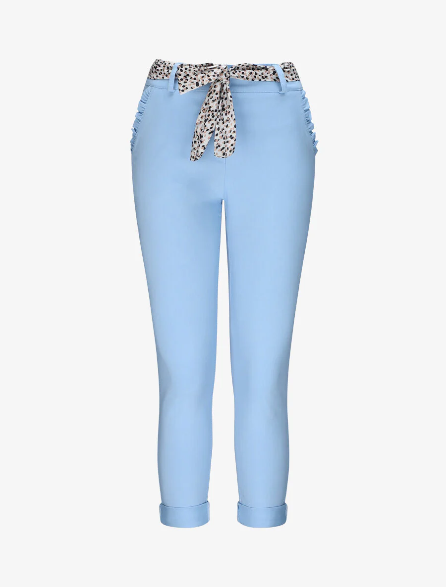Pantalon chino droit à poches volantées - Bleu ciel