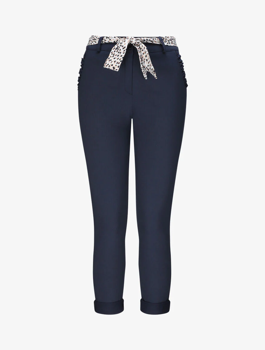 Pantalon chino droit à poches volantées - Marine