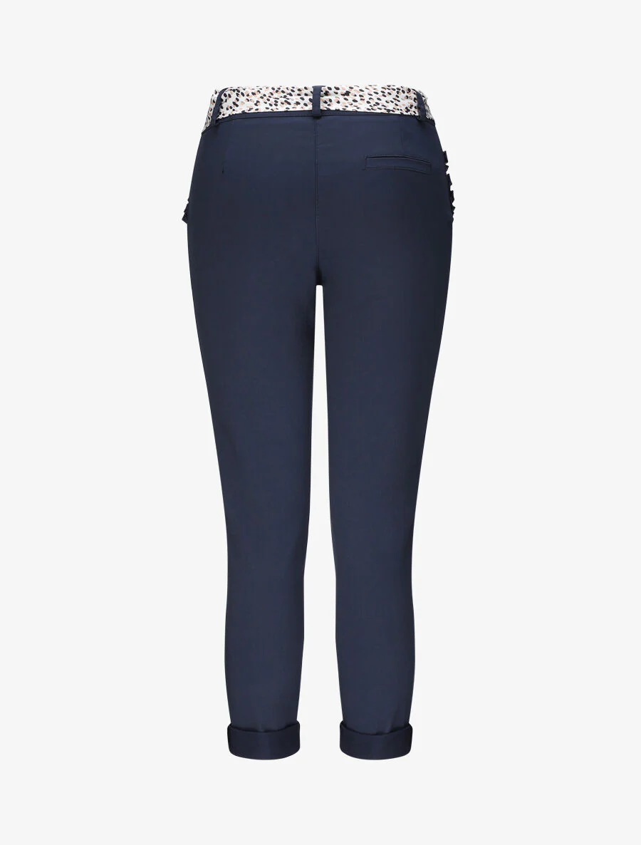 Pantalon chino droit à poches volantées - Marine - Image 2