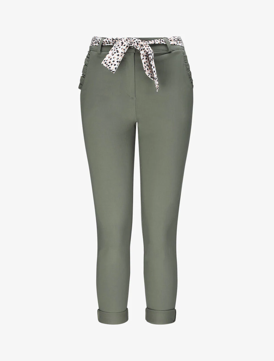 Pantalon chino droit à poches volantées - Kaki