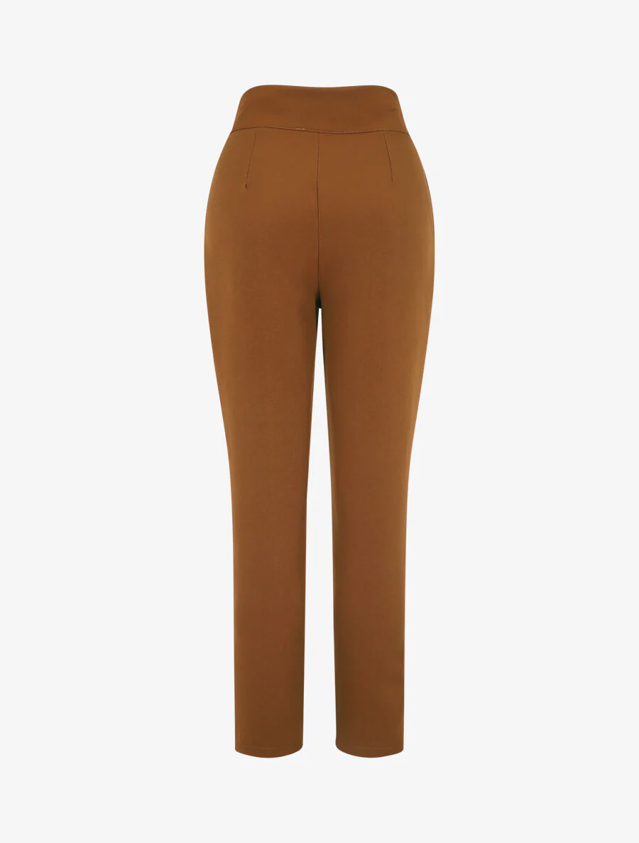 Pantalon classique coupe droite - Marron - Image 2