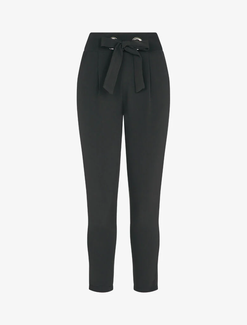 Pantalon coupe carotte à ceinture intégrée - Noir