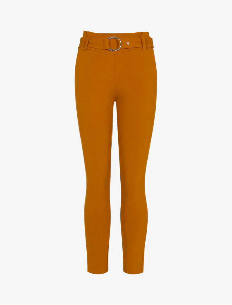 Pantalon coupe carotte ceinturé - rouille - Image 2