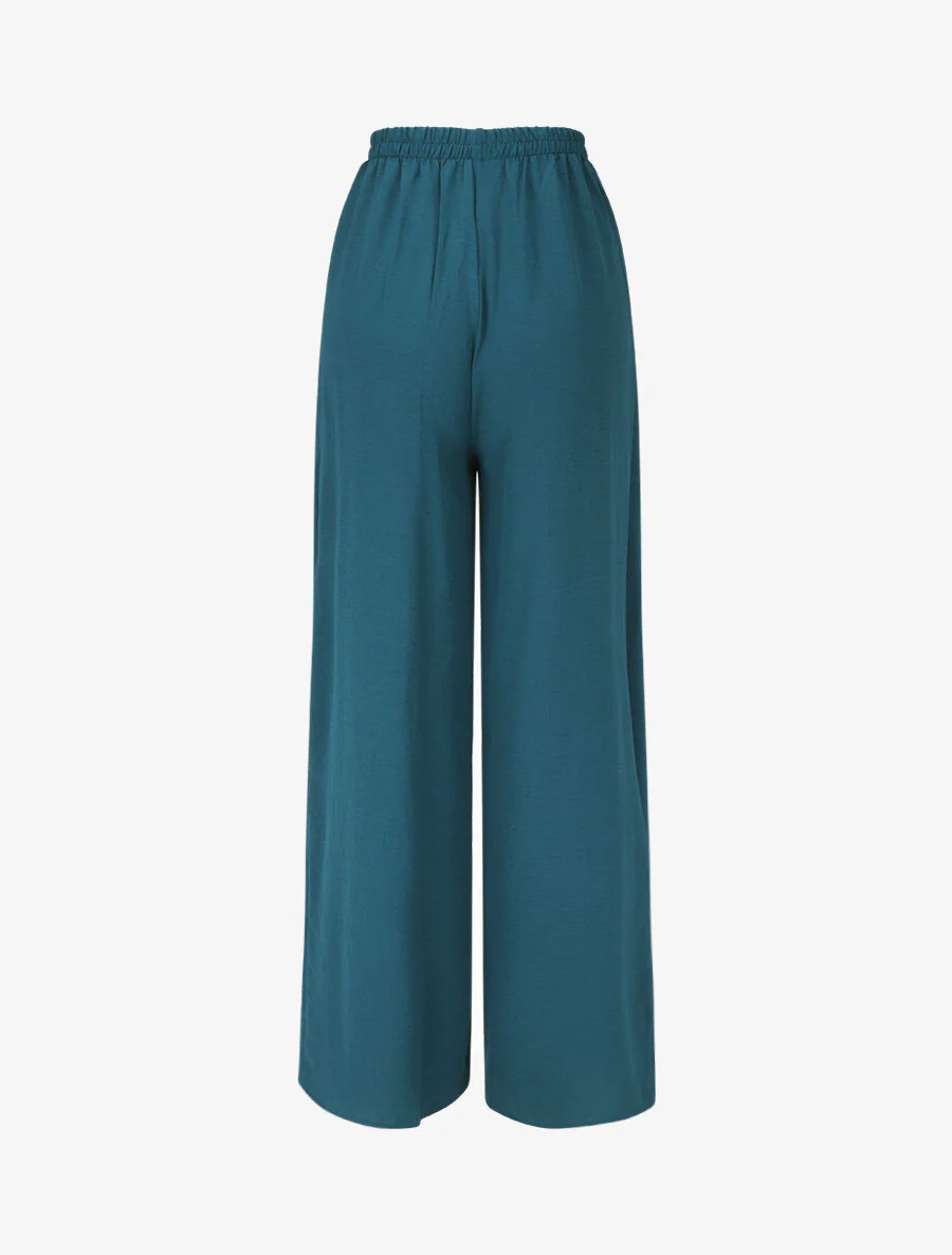 Pantalon coupe droite à pans superposés - Bleu canard - Image 2