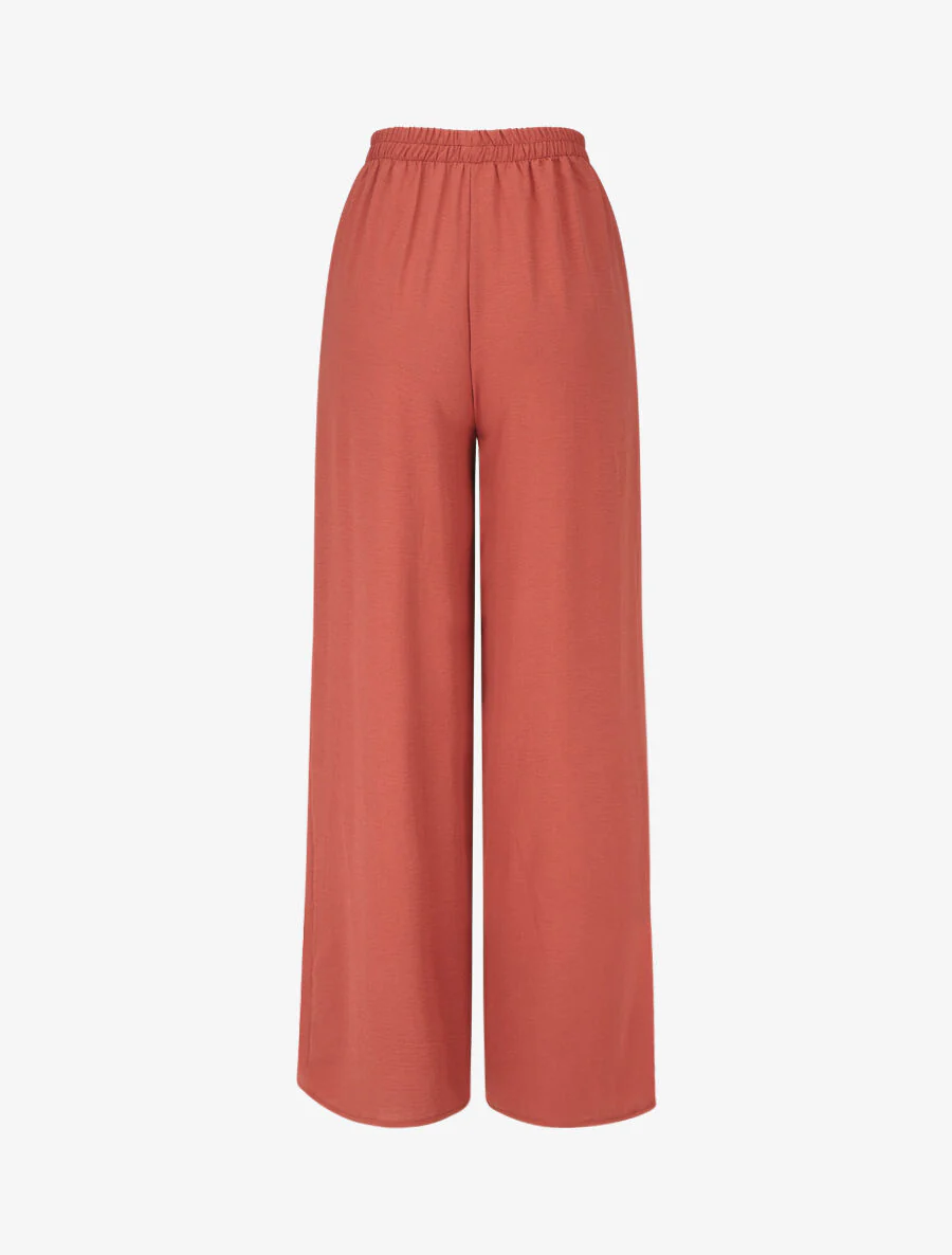 Pantalon coupe droite à pans superposés - Corail - Image 2