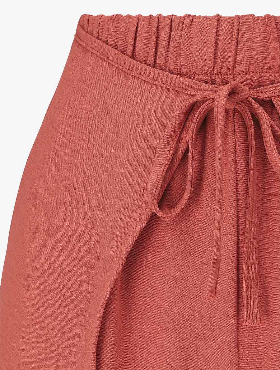 Pantalon coupe droite à pans superposés - Corail - Image 3