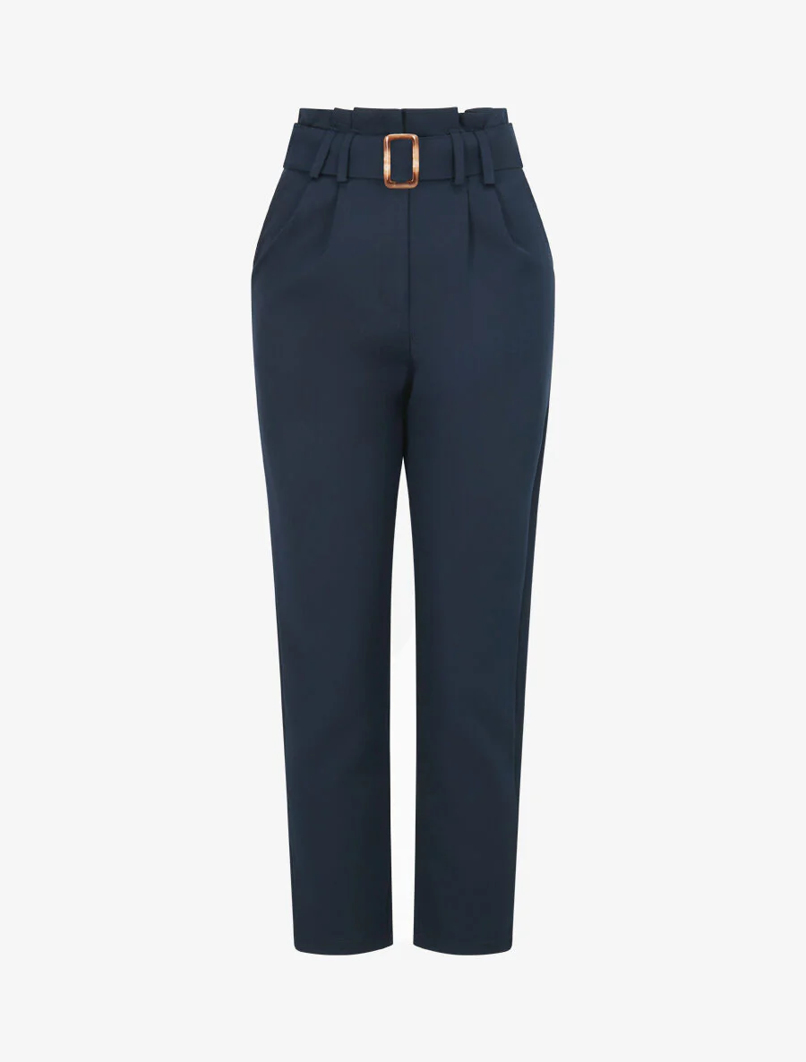 Pantalon de tailleur paperbag - Marine