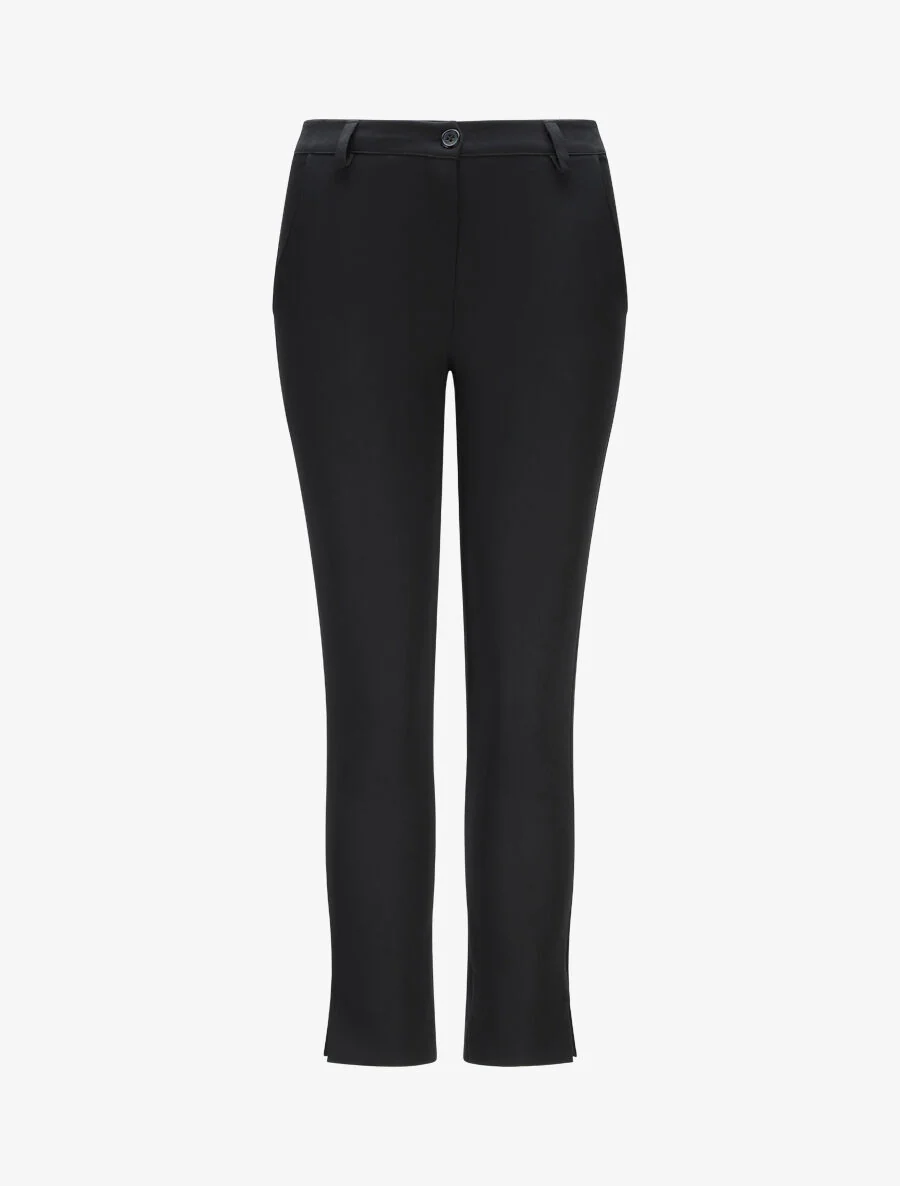 Pantalon droit à bords fendus - Noir