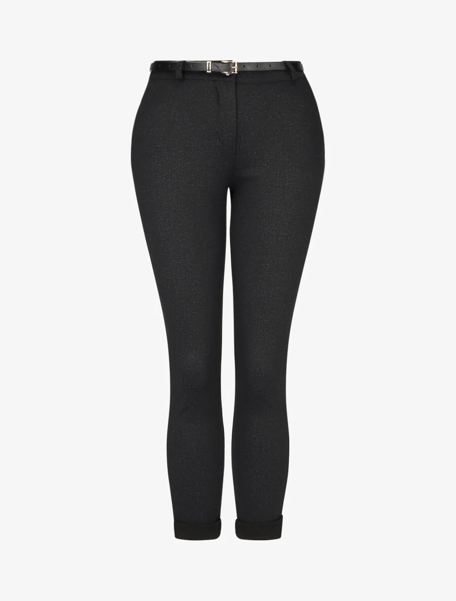 Pantalon droit à bords retroussés - Noir